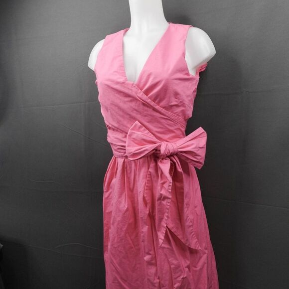 J Crew Womens Dress 6 Pink Faux Wrap Tied Y2K Retro Classic Preppy Loud Luxury - Picture 2 of 16